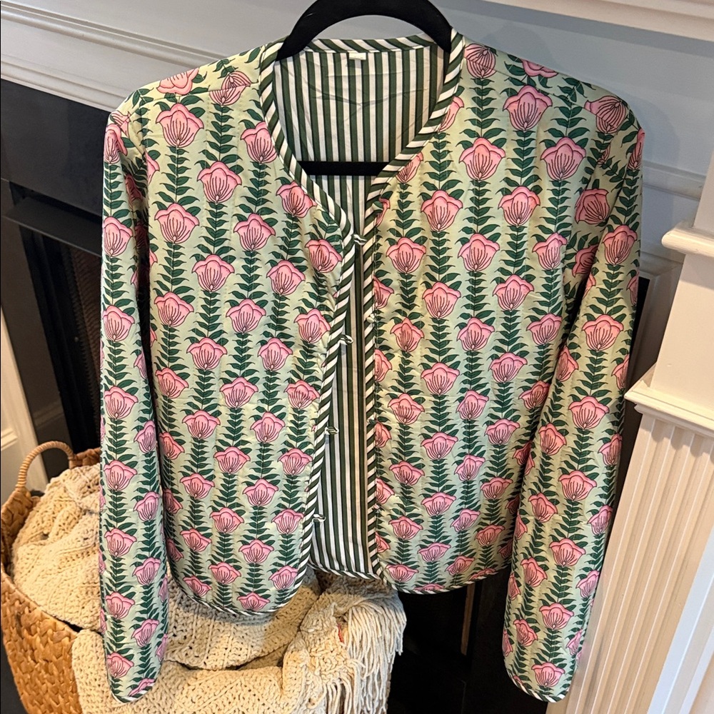 Pink Floral Printed Button-Front Jacket